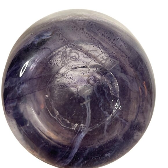 Vtg 87 Hand-Blown Purple Swirl Art Glass Vase 7" Tall Decorative Home Accent Pc - Picture 5 of 8